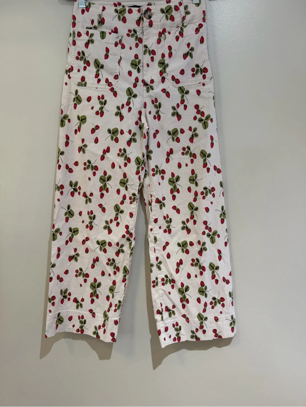 Maeve The Colette High-Rise Cropped Strawberry Pants Anthropologie Size 27 - Picture 3 of 11